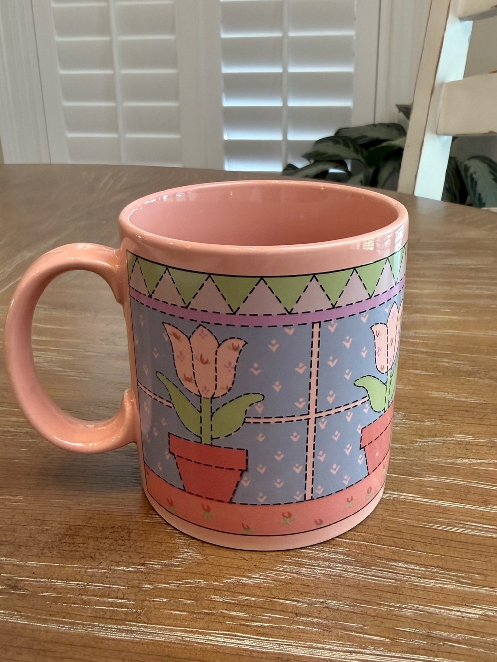 Vintage Russ Pink Floral Ceramic Coffee Mug Cup
